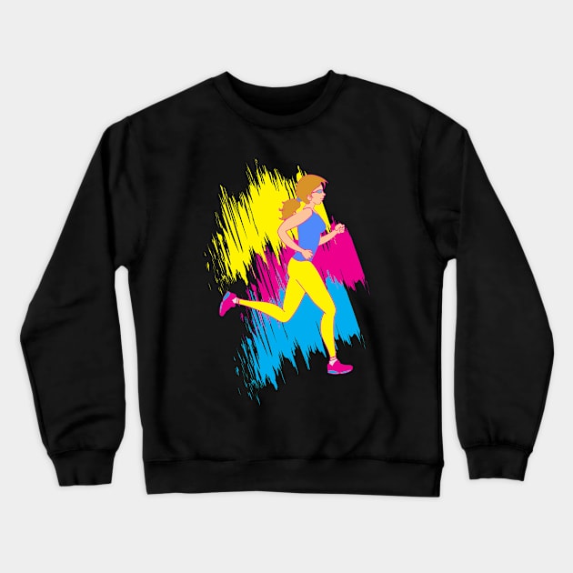 Colorful Woman Runner - Running gift Crewneck Sweatshirt by Shirtbubble